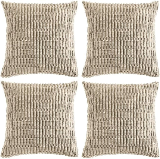 Fancy Homi 4 Packs Decorative Throw Pillow Covers for Living Room Couch Bed, Modern Farmhouse Boho Home Décor Accent Cushion Case, 16" x 16" (Pack of 4), Taupe