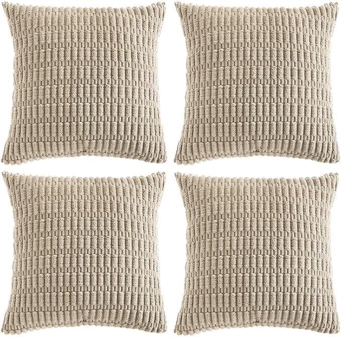 Fancy Homi 4 Packs Decorative Throw Pillow Covers for Living Room Couch Bed, Modern Farmhouse Boho Home Décor Accent Cushion Case, 24" x 24" (Pack of 4), Taupe