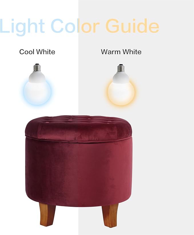 Homepop Home Decor | Upholstered Round Velvet Tufted Foot Rest Ottoman | Ottoman with Storage for Living Room & Bedroom | Decorative Home Furniture, Burgundy Small