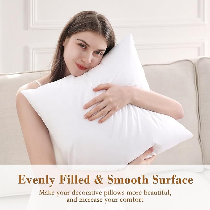 puredown® Euro Pillow Inserts, 26 x 26 Inch Fluffy Throw Pillow Inserts Filled with Plump Stuffer, Square Decorative Pillows for Couch, Sofa, Bed and Home Decor