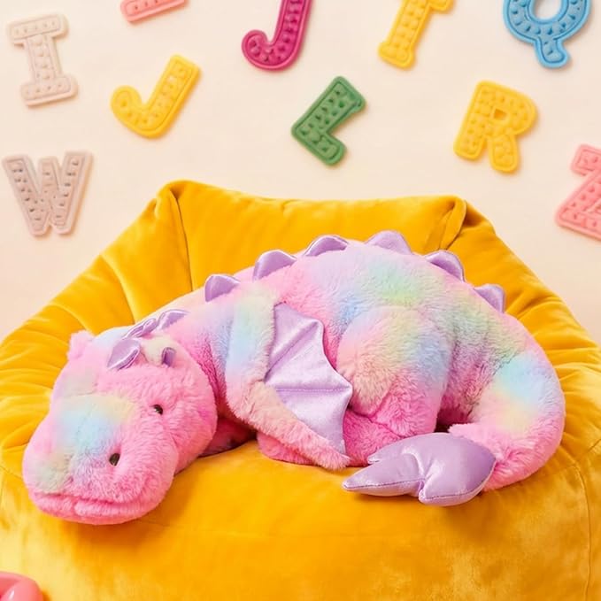 ARELUX Large 36in Cute Dragon Stuffed Animals Plush Toy Soft Colorful Pink Pterosaur Plushie Giant Fuzzy Dinosaur Pillow Plushies with Wings Cuddly for Friends Family Member