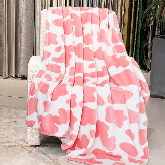 Pink Blanket for Women Girls, Pink Gifts for Mom Women Girls Mother, Cute Soft Warm Fuzzy Strawberry Fleece Throw for Bedroom Decor All-Season 50"x60"