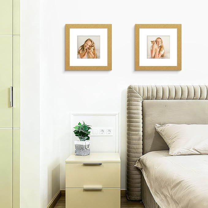 Picrit 12x12 Picture Frame Set of 12, Display 8x8 with Mat or 12 x 12 without Mat, Photo Frames for Wall Mounting Display, Gold