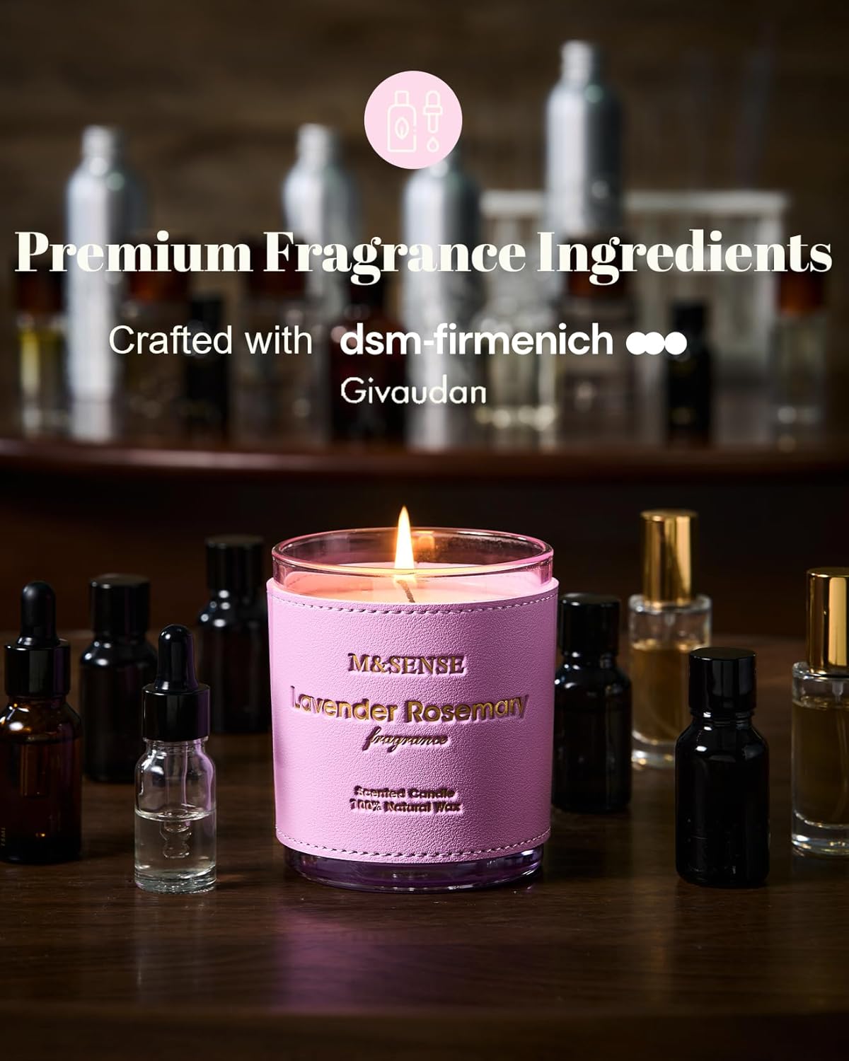 M&SENSE Mint Lavender Scented Soy Candles - Vegan, Heavy Scented, No Toxin Relaxing Candles for Stress Relief, 10oz 42-Hour Burn Time, Housewarming Gift for Women Man