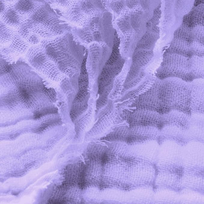Carriediosa 100% Cotton Muslin Throw Blanket 50" X 70" Throw XL Size，4-Layers Summer Gauze Throws for Bed Couch，Soft Lightweight Breathable Linen Blankets Bedspread for Adults All Season，Light Purple