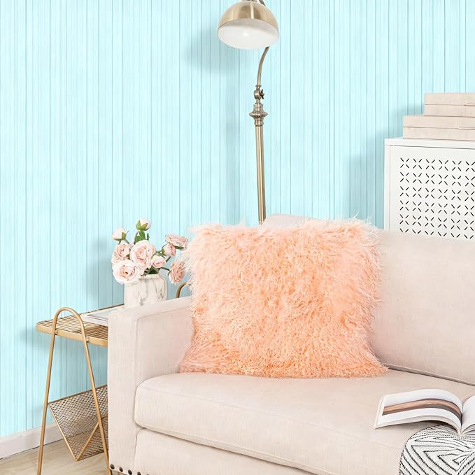 Seek4comfortable Mongolian Lamb Fur Throw Pillow Cover, Sheepkin Fur Decorative Cushion Cover Pillow Case Home Decorative Square Throw Pillow Cover Plain Wool Pillow Protector, Pink (18"x18")