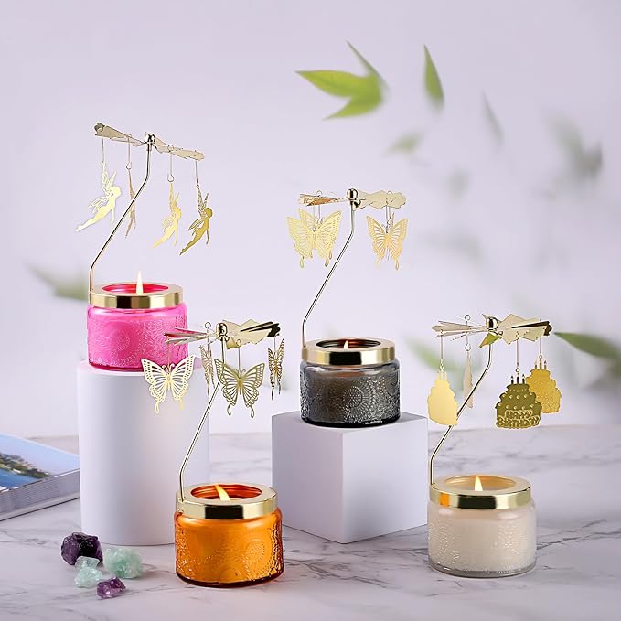 Rotatable Candle, Valentine's Day Gift for Her, Birthday Gifts for Women, Vanilla Cream Scented Candles, Butterfly Candle Gift for Girl, Friends,Mom