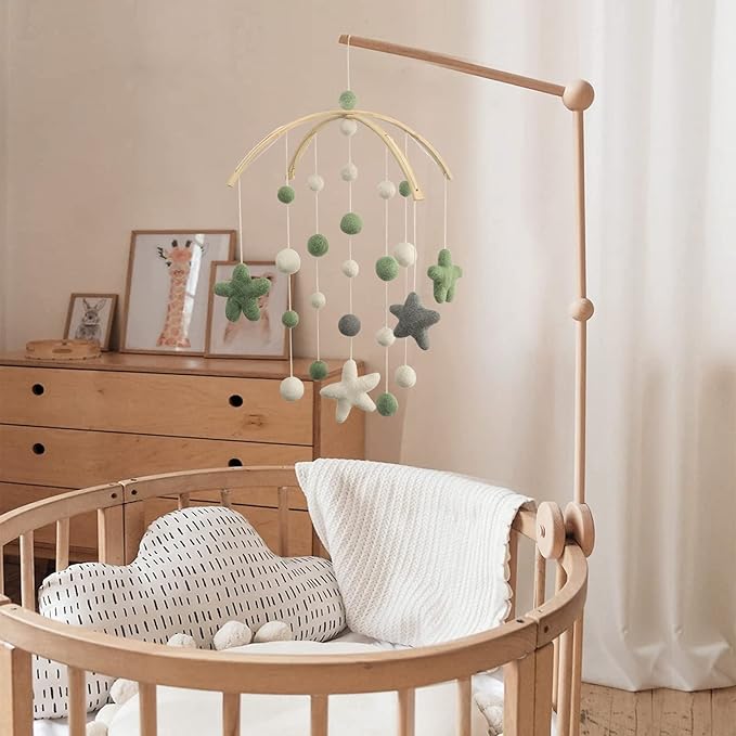 Baby Mobile for Crib - Crib Mobile for Girls, Boys - Mobile for Bassinet, Pack N Play - Boho Crib Mobile - Felt Ball Mobile - Gender Neutral Baby Mobile - Boho Nursery Decor