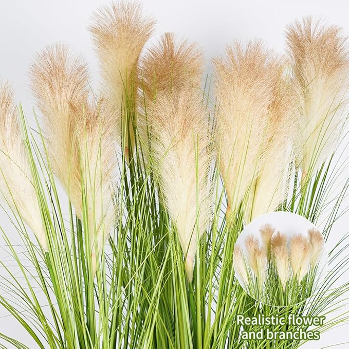 Melorca&Guilla Artificial Plants 4PCS 33.5“Fake Plant Tall Onion Fake Grass,Faux Grass Plants Artificial Greenery Shrubs Bushes for Garden Shop Office Home Décor