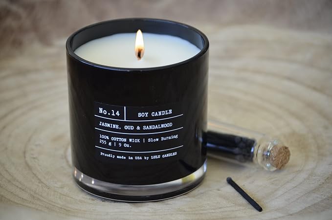 Lulu Candles | Jasmine & Musky Rose | Luxury Scented Soy Jar Candle | Hand Poured in The USA | Highly Scented & Long Lasting | 9 Oz.