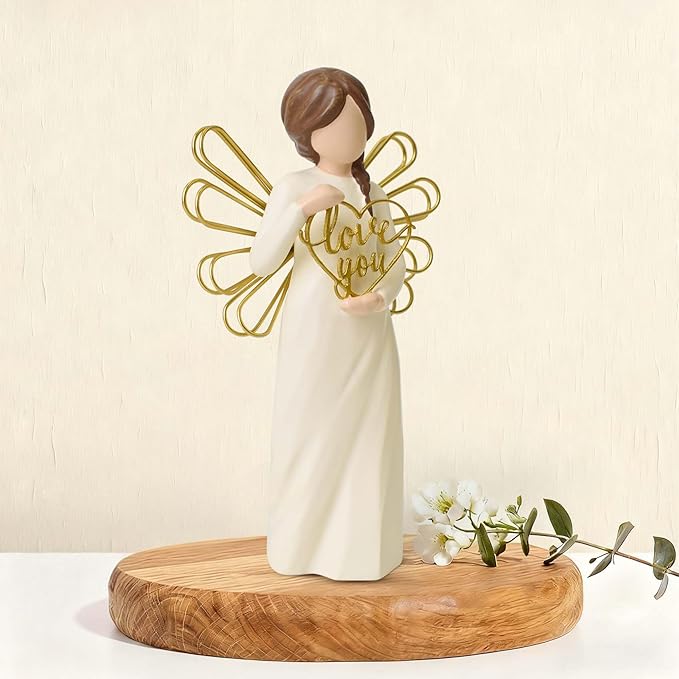 Love You Angel Figurines Gifts, Anniversary for Women, Heartfelt Home Décor Accent, Perfect Sentimental Gift to Girlfriend, Boyfriend, Wife, Husband, Sculpted Hand-Painted Figurine