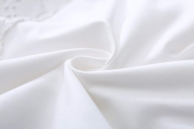 White Lace Square Pillow Covers Euro Shams with Ruffles Cotton 18"X18" 2-Pack Zipper Closure Luxury Elegant