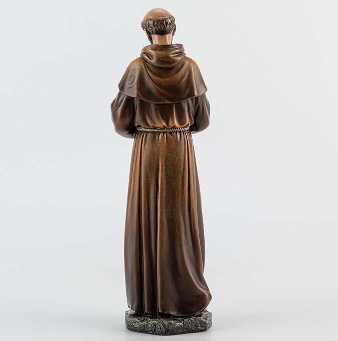 BC Catholic Saint Francis Statue, 10" H St Francis with Dove, Patron Saint of Animals, Catholic Garden Figure, Religious Gift, Devotional Home décor, Renaissance Sculpture Handmade by Buildclassic