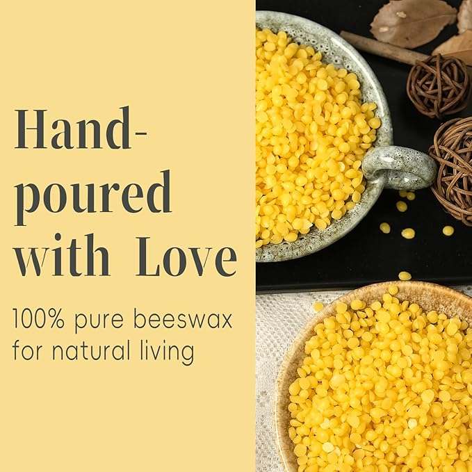 2x5 Inch Beeswax Candles, 4 Packs, Natural Beeswax Pillar Candles, 52 Hours Burn Time, Pure Emergency Candle Long Burning for Home Decor, Gift Sending, Smokeless & Dripless