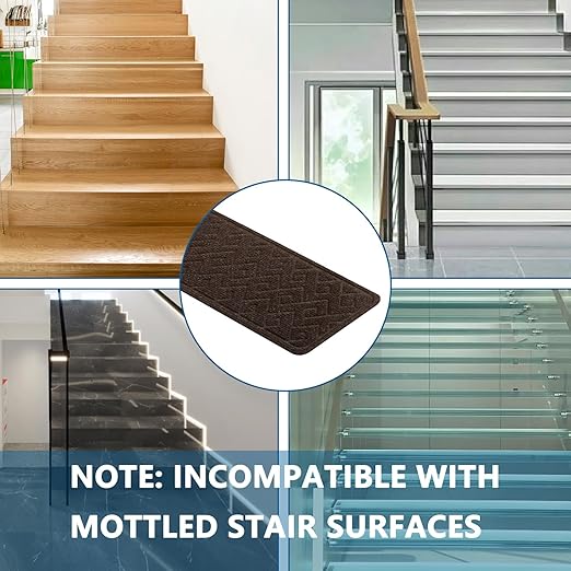Stair Treads for Wooden Steps Indoor, 15 Pack 8" X 30" Non Slip Carpet Stair Treads with Reusable Adhesive for Kids Elders and Dogs, Surface Polyester TPR Backing Stair Rugs
