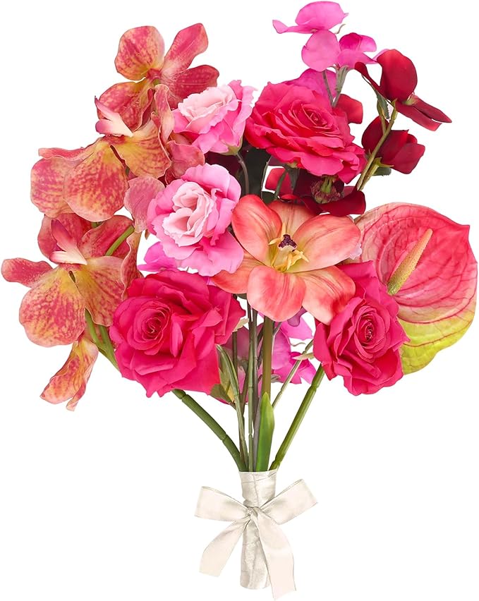 CEWOR Artificial Flowers Fake Flowers for Vase Silk Faux Flowers for Wedding Bouquets Flower Arrangements Floral Table Centerpieces Home Kitchen Garden Party Décor (Pink)