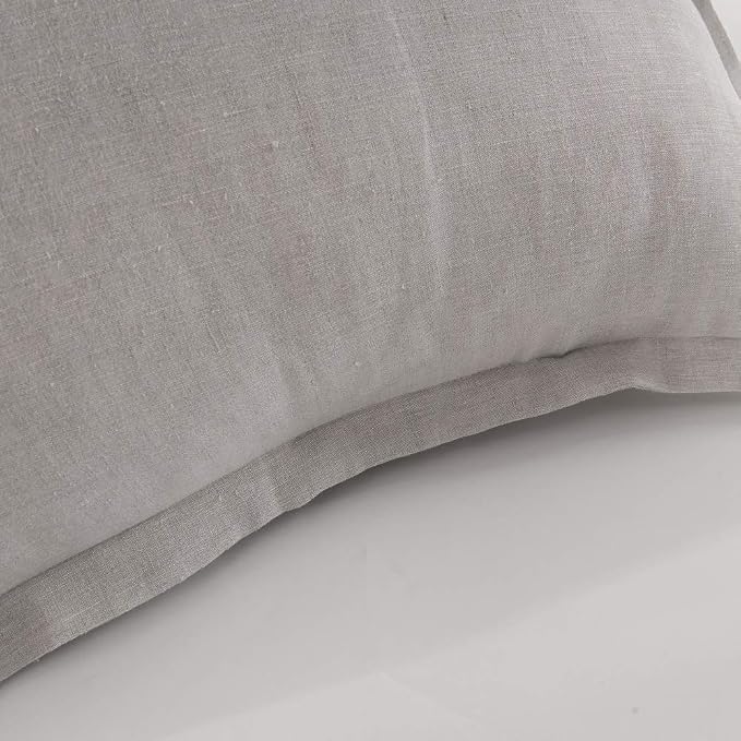 meadow park Stone Washed French Linen European Pillow Shams, Set of 2 Pieces, 26 inches x 26 inches Square Euro Sham, Super Soft, 1 inches Flange, Natural Color