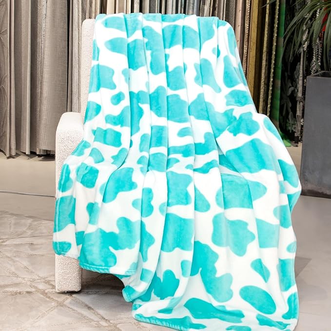 Blue Throw Blanket for Couch Bed, Warm Fuzzy Fleece Soft Blankets for Adults Kids, Light Blue Gifts for Women Girls Boys, Cozy Cute Coastal Living Room Decor, 50x60 Inches