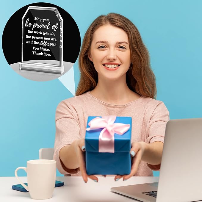 Yinder Thank You Gifts for Women Appreciation Gifts for Coworker Employee Nurse Teacher Leader Boss Inspirational Quotes Acrylic Desk Decor for Home Office Farewell Retirement