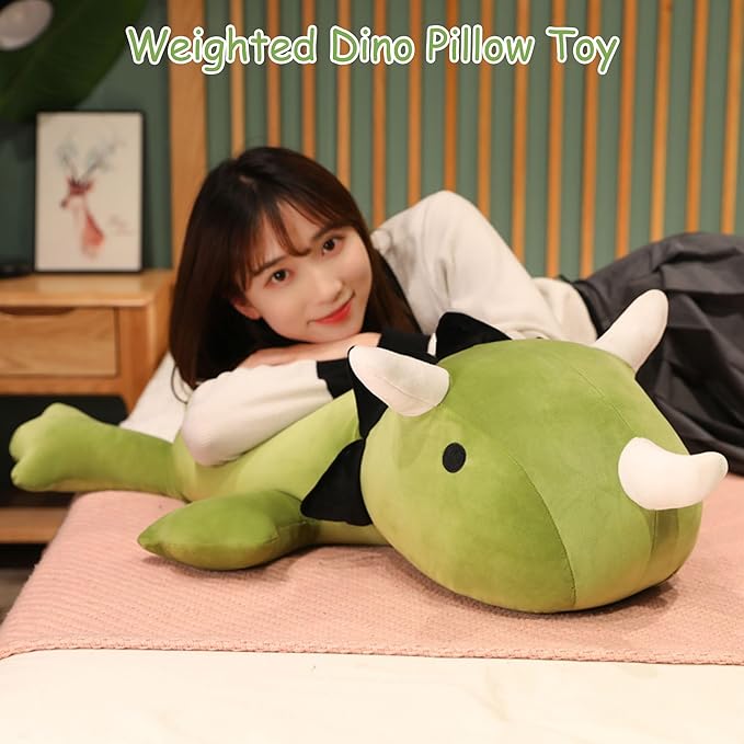 SQEQE Weighted Dinosaur Plush, Weighted Dinosaur Stuffed Animal, Dino Plushies Dino Pillow Toy Gift for Kids Adults 23.6 Inch, 3.1 Lbs