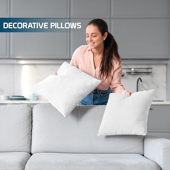 Utopia Bedding Throw Pillows (Set of 4, White) – 24 x 24 Inches Down Alternative Pillows for Bed, Sofa, and Couch - Fluffy Decorative Stuffer Pillow for Indoors & Outdoors