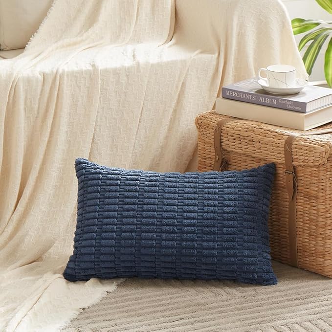Fancy Homi 4 Packs Decorative Throw Pillow Covers for Living Room Couch Bed, Modern Farmhouse Boho Home Décor Accent Cushion Case, 24" x 14" (Pack of 4), Dusty Blue