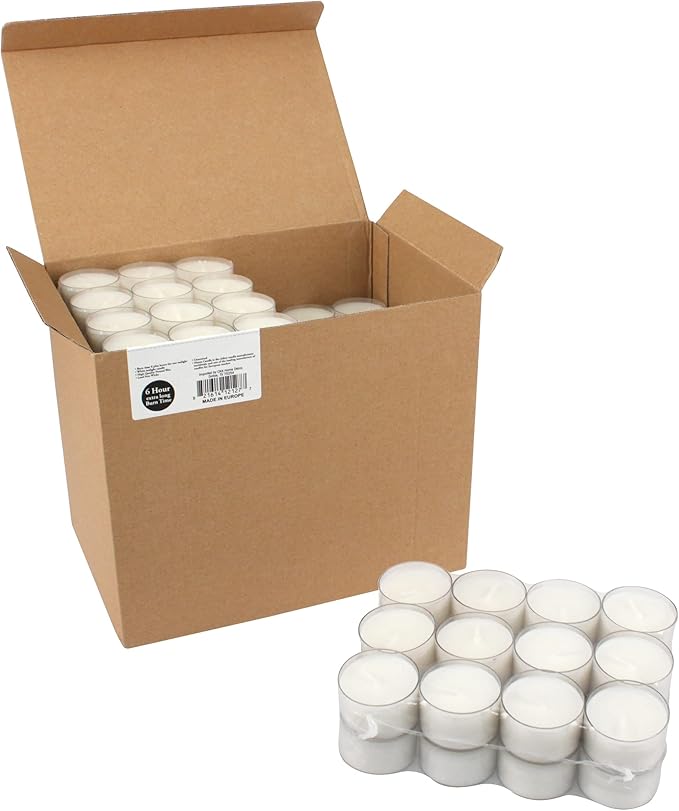 Stonebriar 192 Count White Unscented 6 to 7 Hour Extended Burn Time Clear Cup Tea Light Candles