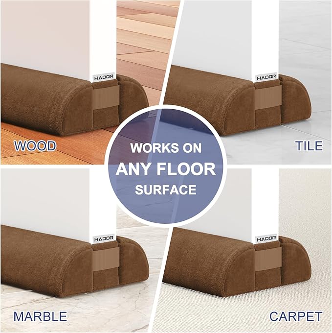 HADOR Door Draft Stopper for Bottom of Door, 36 Inch Under Draft Air Noise Light Blocker 30"- 36" Double Side Triangle Soundproof Sweep Filler Seal Gap up to 1.7" for Patio Sliding Door Guard, Brown