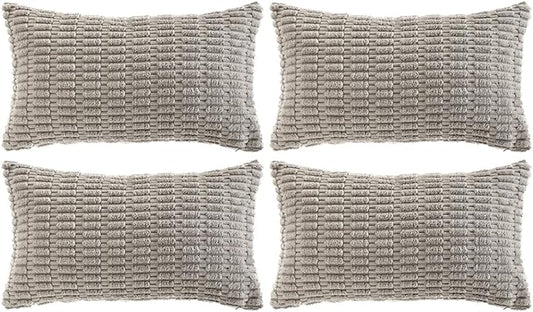 Fancy Homi 4 Packs Decorative Throw Pillow Covers for Living Room Couch Bed, Modern Farmhouse Boho Home Décor Accent Cushion Case, 20" x 12" (Pack of 4), Gray