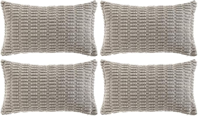 Fancy Homi 4 Packs Decorative Throw Pillow Covers for Living Room Couch Bed, Modern Farmhouse Boho Home Décor Accent Cushion Case, 24" x 12" (Pack of 4), Gray