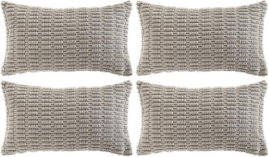 Fancy Homi 4 Packs Decorative Throw Pillow Covers for Living Room Couch Bed, Modern Farmhouse Boho Home Décor Accent Cushion Case, 24" x 12" (Pack of 4), Gray