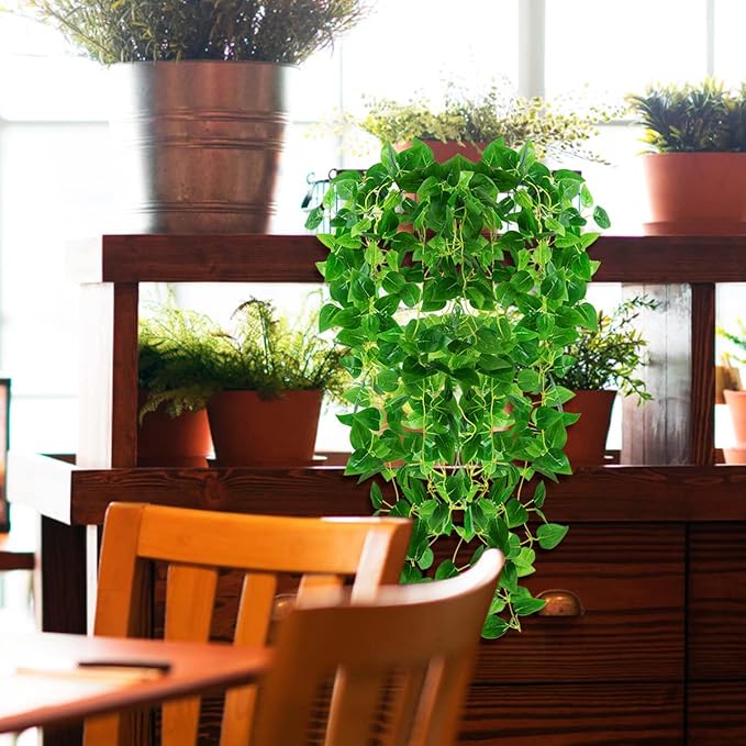 ZFProcess Artificial Hanging Plants, 2PCS Artificia Green Vines Bouquet Hanging Plants 2.9 ft Fake Ivy Vine for Patio Home Bedroom Wedding Indoor Outdoor Wall Summer Decor(Green)