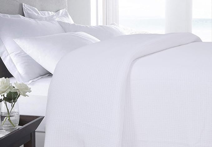 DOLLCENT 100% Cotton California King Size Blanket for Bed, Premium Combed Lightweight Blankets, Washed Breathable Cozy Throw Blanket, White Cal King Cotton Blankets for All Season: White (102"x108")