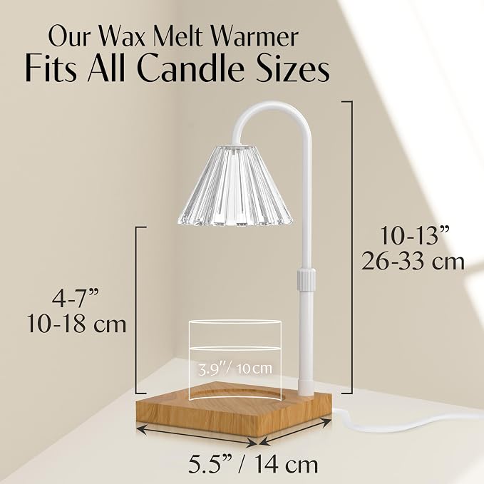 Candle Warmer Lamp with Timer and Dimmer & Includes 2 Bulbs, Electric Wax Candle Lamp Warmer for Jar Candles, Home Decor Aesthetic, and House Warming Gifts - White Glass