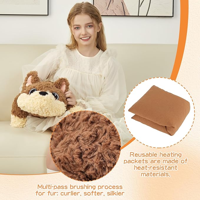 GILFWM 26" 5 Lbs Weighted Stuffed Animals Dog, Heatable and Coolable Weighted Plush with Microwavable Heating Pad,Removable Soft Washable Cute Plushie Pillow Toy Gifts for Adults and Kids