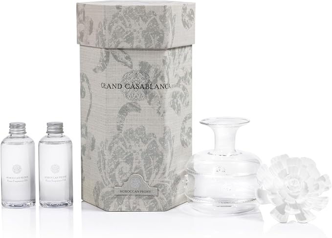 Zodax Grand Casablanca Porcelain Oil Diffuser - 6.76 oz -Moroccan Peony