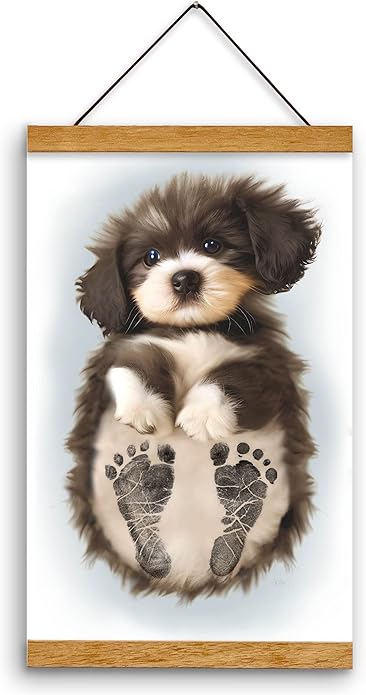 Memory Lane Gifts Co. Baby Footprint Art, Baby Shower Gift, Original Artwork, Nursery Art Keepsake, Puppy