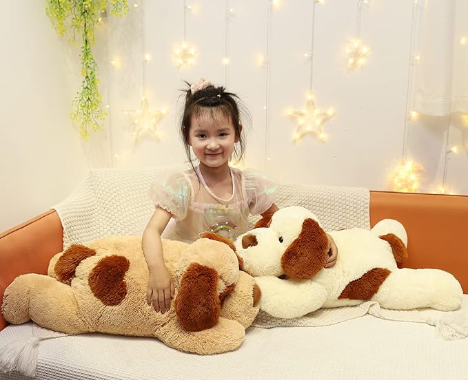 YESGIRL 26.8 inch Large Dog Weighted Stuffed Animals, 5 lb Weighted Plush Animal, Cute Plush Toy Pillow, Gifts for Adults, Kids, Boys and Girls(White)