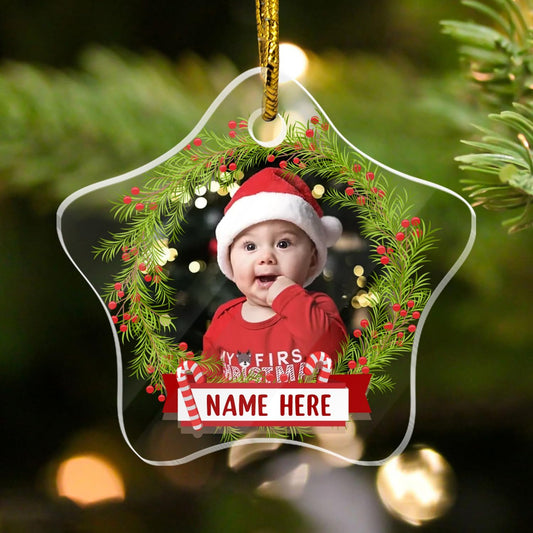 Personalized Christmas Ornaments, Crystal Custom Hanging Ornaments, Photo Hanging Glass Pendant, Design Own Picture, Gifts for Christmas for Family, Baby First Christmas