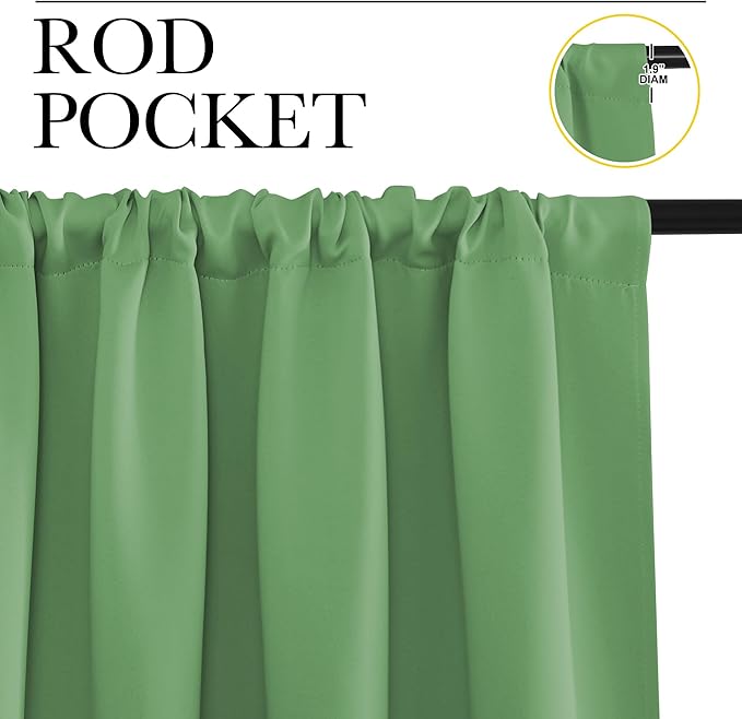 NICETOWN Blackout Curtains for Bedroom, Blackout Curtain Panels, Froest Green, 1 Pair, 42 by 45-inch, Window Treatment Energy Saving Thermal Insulated Solid Rod Pocket Blackout Drapes/Draperies