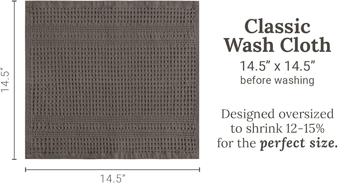 GILDEN TREE Waffle Towels Wash Cloths for Showering, Exfoliating Washcloth Face Towels, Quick Dry Towel Cotton Washcloths Set of 4, Classic Style (Stone)