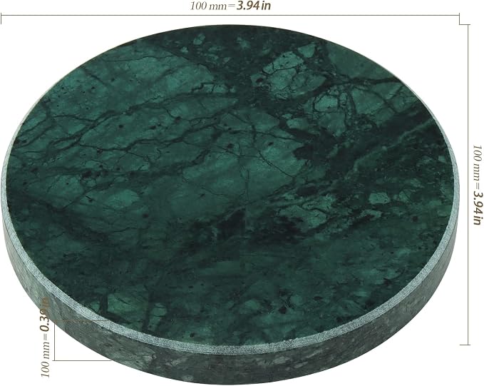 8 PCS 4 Inches Marble Coasters, Round Stone Decorative Modern Coasters with Non-Slip Bottom for Glasses, Cups, Mugs, Emerald