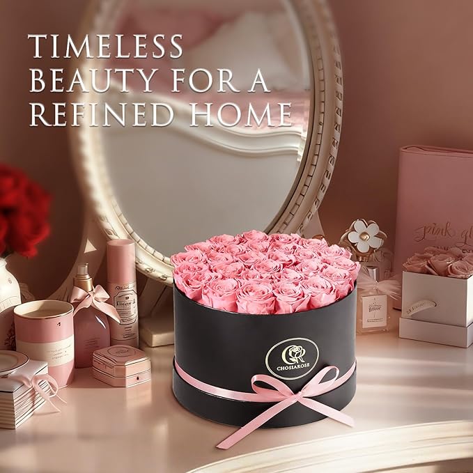 Forever Flowers Preserved Roses - 27 Preserved Flowers for Delivery, Forever Pink Rose Gifts for Women Mom Gifts for Birthday Anniversary Flower Gift for Women Wife Her Grandma Mothers Day