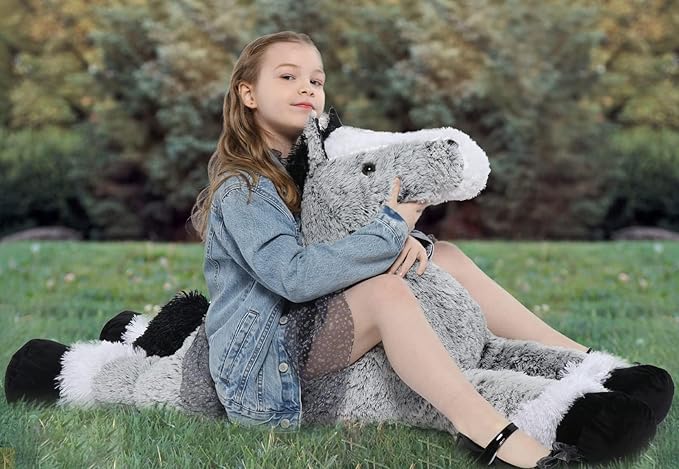 MaoGoLan Giant Horse Stuffed Animal Plush Toy, Large Horse Pony Stuff Plush Body Pillow Gift for Kid Girl Boy Birthday Gift Easter Baby Shower Party Decor (Gray, 47")