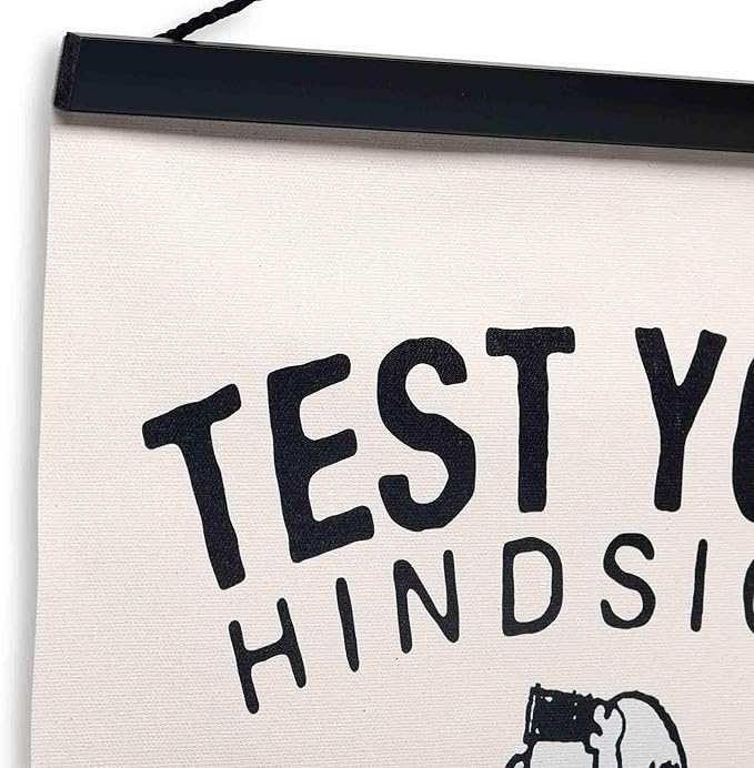 Peanuts Test Your Hindsight Hanging Canvas Banner - Fun Snoopy Eye Chart Wall Decor for Home or School