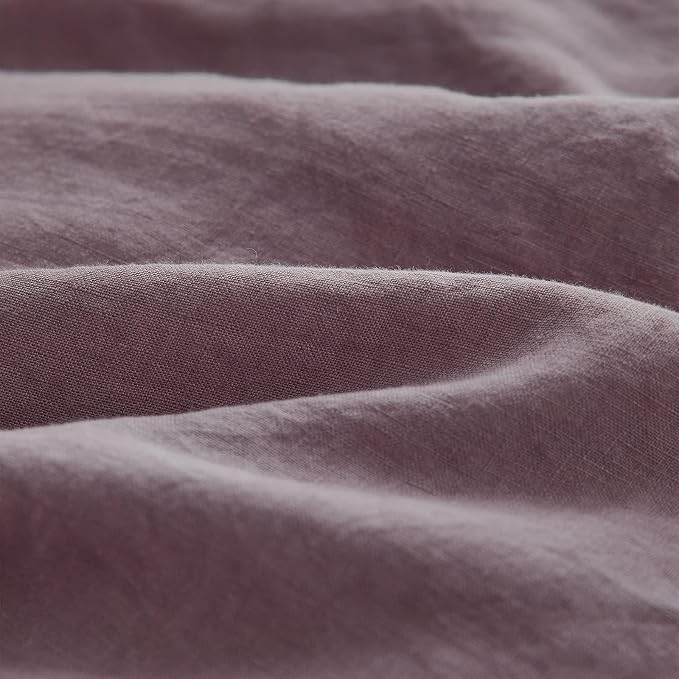 Simple&Opulence 100% Linen Euro Sham Covers with Ruffle, 26x26 Inch Pillow Covers Set of 2, Euro Pillow Shams for Bed Couch French Home Decor Luxury and Breathable Square Pillow Cases, Purple