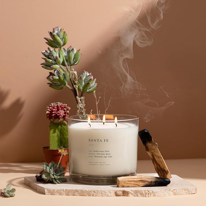 Brooklyn Candle Studio Santa Fe XL 3 Wick Candle - Luxury Scented Candle, Vegan Soy Wax, Hand Poured in The USA, 100 Hour Slow Burn Time - 27oz