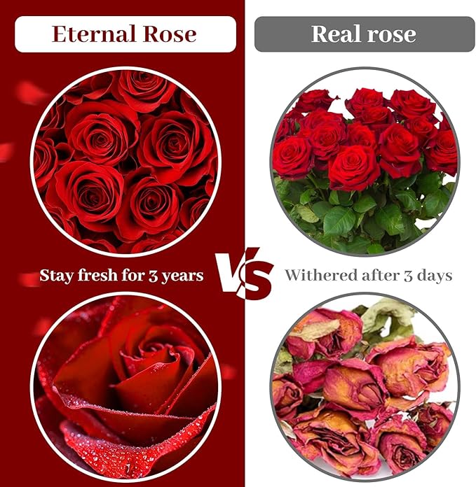 Gifts for Mom Wife Women Preserved Real Red Rose with Rotating Sunflower Pandent Necklace&Cute Pink Bear Birthday Gift Box for Mama Girlfriend Wife Her Grandma Anniversary Valentines Day
