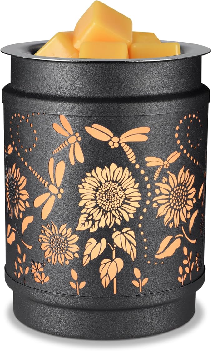 kobodon Wax Melt Warmer Metal Wax Warmer for Scented Wax Electric Fragrance Candle Oil Burner 2 in 1 Wax Melts as Gifts for Moms Grandma Women Girls(Sunflower)