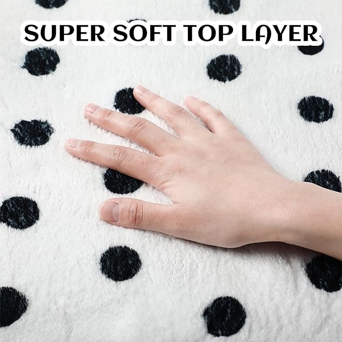 3.3 x 4ft Calming Corner Items Calm Down Classroom Rug Black and White Polka Dots Reading Corner Soft Fluffy Rug Anti-Skid Floor Mat for School Living Bedroom Playroom